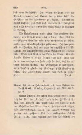 680-686 [Rezension] Probst, Ferdinand, Liturgie des vierten Jahrhunderts und deren Reform