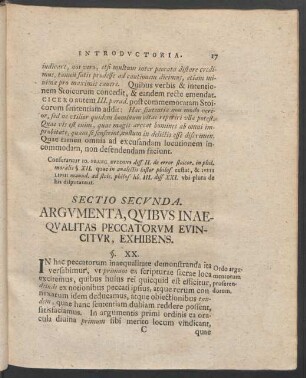 Sectio Secunda. Argumenta, Quibus Inaequalitas Peccatorum Evincitur, Exhibens