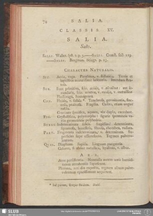 Classis XV. Salia. Salts
