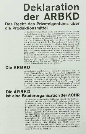 Deklaration der Assoziation revolutionärer bildender Künstler Deutschlands