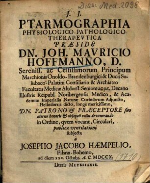 Ptarmographia Physiologico-Pathologico-Therapevtica