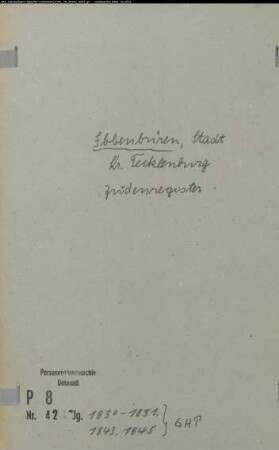 Zivilstandsregister der Juden für den Ort Ibbenbüren (GHT 1830-1831, 1843, 1845) (Gemeinde: Ibbenbüren, Kreis Tecklenburg)
