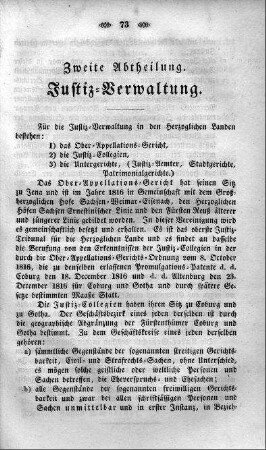 2. Abtheilung : Justiz-Verwaltung