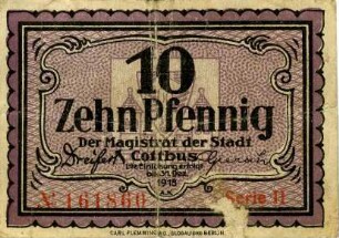 Cottbus, Stadt: 10 Pfennig
