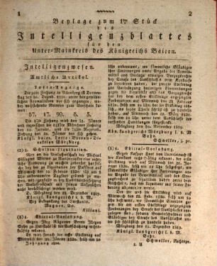 Intelligenzblatt für den Unter-Mainkreis des Königreichs Bayern. 1820, 1