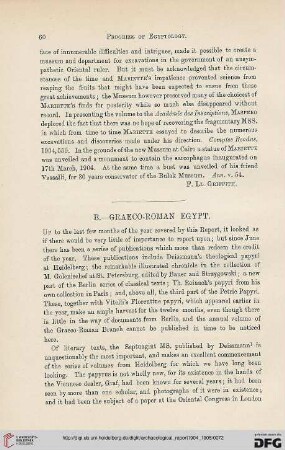 Progress of Egyptology : graeco-roman Egypt