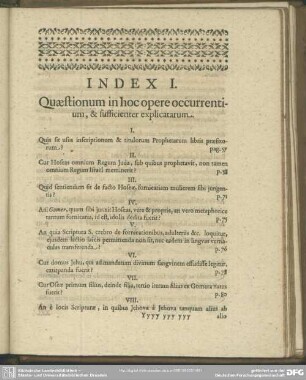 Index I. Quaestionum in hoc opere occurrentium, & sufficienter explicatarum