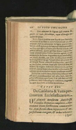 Caput XXI. De Coelibatu & Votis personarum Ecclesiasticarum.