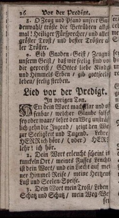Lied vor der Predigt. - Lob- Gesang.