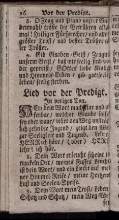 Lied vor der Predigt. - Lob- Gesang.