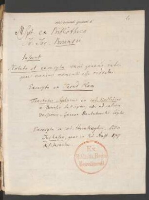 Adversarien : Notizen von Bruns zu verschiedenen Handschriften