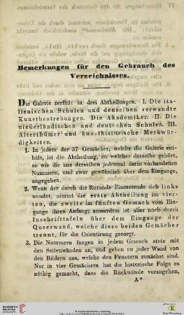 Bemerkungen für den Gebrauch des Verzeichnisses