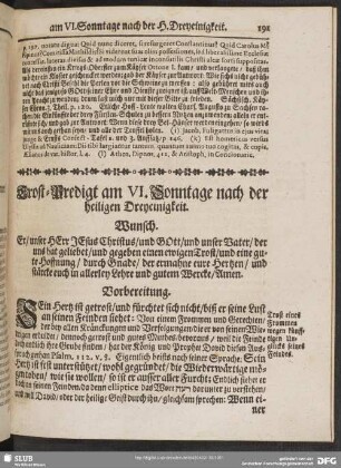 Trost-Predigt am VI. Sonntage nach der heiligen Dreyeinigkeit