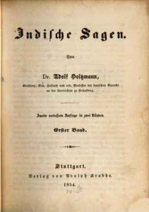 Mahābhārata : Indische Sagen. Von Adolf Holtzmann. 1