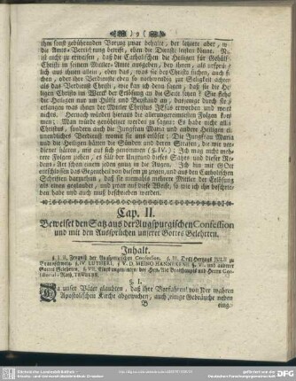 Cap. II. Beweiset den Satz aus der Augspurgischen Confession und mit den Aussprüchen unserer Gottes Gelehrten
