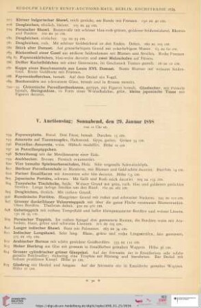 V. Auctionstag: Sonnabend, den 29. Januar 1898 (Nr. 794 - 1037)