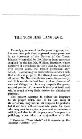 I. - PRELIMINARY REMARKS ON THE TONGUESE LANGUAGE