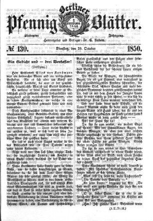 No. 130, Dienstag, den 29. Oktober