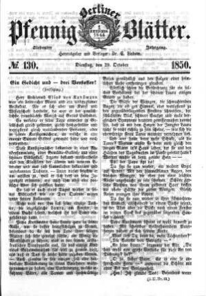 No. 130, Dienstag, den 29. Oktober