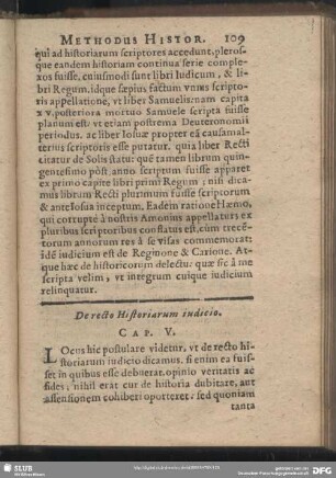 De recto historiarum iudicio. Cap. V.