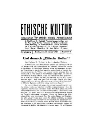 Und dennoch "Ethische Kultur"!