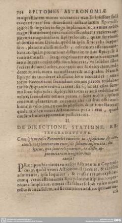 II. DE DIRECTIONE, STATIONE, RETROGRADATIONE.