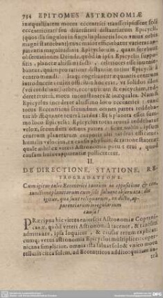 II. DE DIRECTIONE, STATIONE, RETROGRADATIONE.