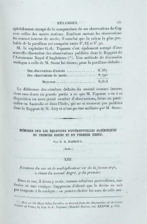 Mémoire sur les Équations Différemtielles Algébriques du premier ordre et du premier degre.