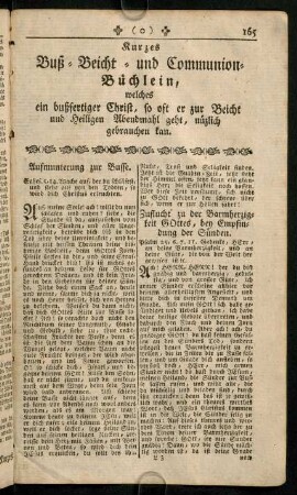 165-172, Kurzes Buß- Beicht- und Communion-Büchlein ...