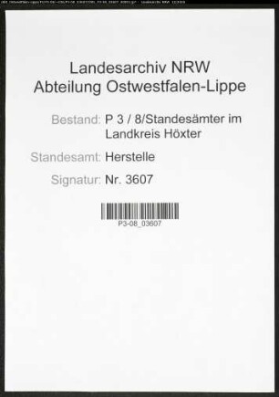 Sterberegister Standesamt Herstelle