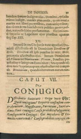 Caput VII. De Conjugio.
