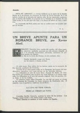 Un breve apunte para un romance breve