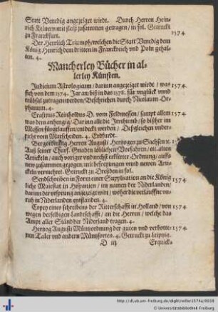 Mancherley Bücher in allerley Künsten.
