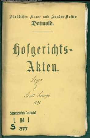 Seger, Christian gegen Stadt Lemgo - Schuldforderung