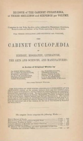 Re-issue of The Cabinet Cyclopaedia, ...