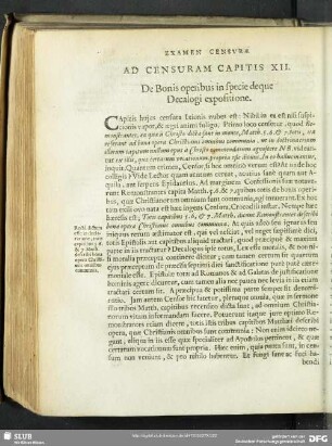 Ad Censuram Capitis XII. De Bonis operibus in specie deque Decalogi expositione