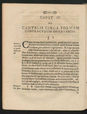 Caput IV. De Cautelis Circa Formam Contractuum Observandis.