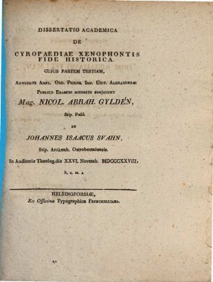 Diss. acad. de Cyropaediae Xenophontis fide historica, III.