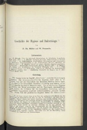 Geschichte der Hygiene und Bakteriologie