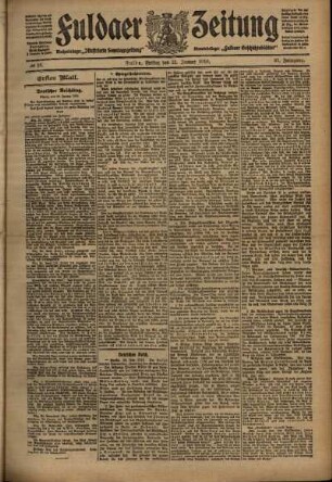 Erste Ausgabe vom Freitag, den 21. Januar 1910.