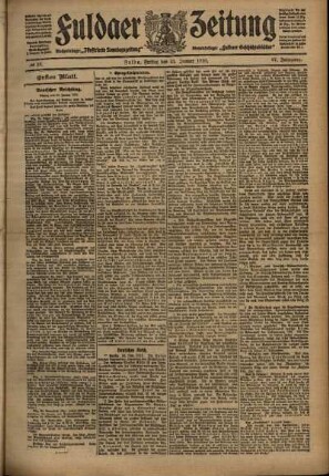 Erste Ausgabe vom Freitag, den 21. Januar 1910.