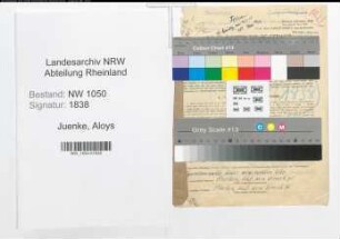 Entnazifizierung Aloys Juenke , geb. 21.06.1901 (Verwaltungsangestellter)