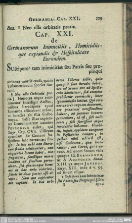 Cap. XXI. de Germanorum Inimicitiis, Homicidiisque expiandis & Hospitalitate Eorundem