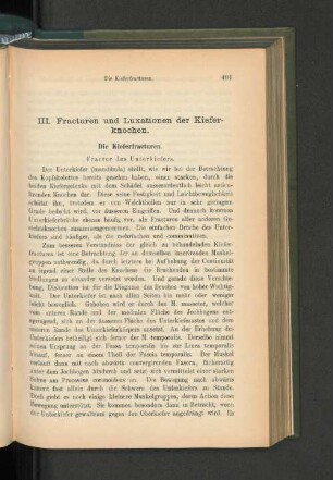III. Fracturen und Luxationen der Kieferknochen.
