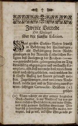 Zweyte Vorrede Der Verleger über dise fünffte Edition.