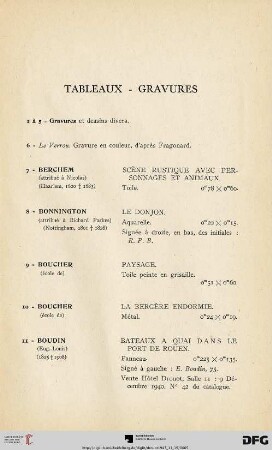 Tableaux - Gravures (Nr. 1-56)