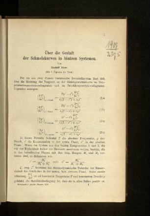 Über die Gestalt der Schmelzkurven in binären Systemen.