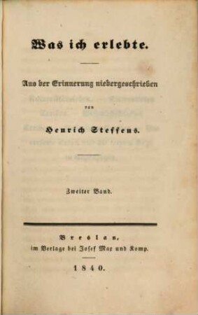 Was ich erlebte : aus der Erinnerung niedergeschrieben, 2