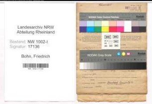 Entnazifizierung Friedrich Bohn, geb. 02.05.1898 (Ingenieur)