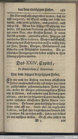 Das XXIV. Capitel, Von dem hitzigen dreytägigen Fieber